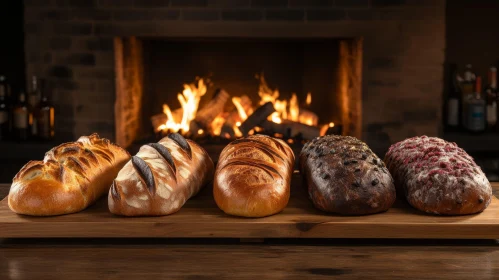 Delicious Bread Art: Unique Loaves on Wooden Table
