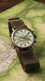 Elegant Vintage Watch on Detailed Map
