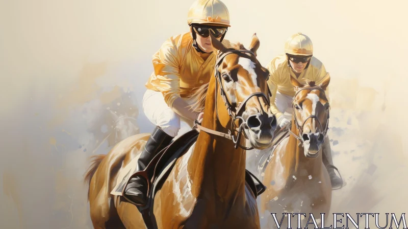 Exciting Horse Race: Jockeys in Action AI Image