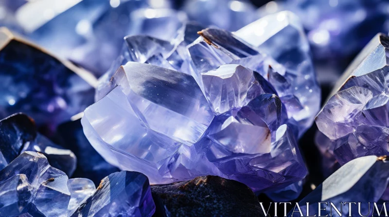 AI ART Purple Crystal Cluster Close-Up