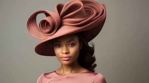 Sculptural Fashion: African-American Woman in Pink Dress and Unique Hat