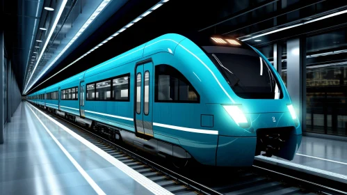 Sleek Modern High-Speed Train in Tunnel