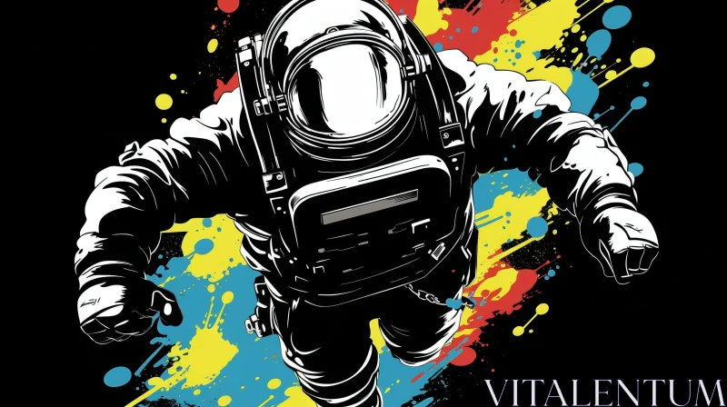 Astronaut Vector Illustration with Colorful Background AI Image