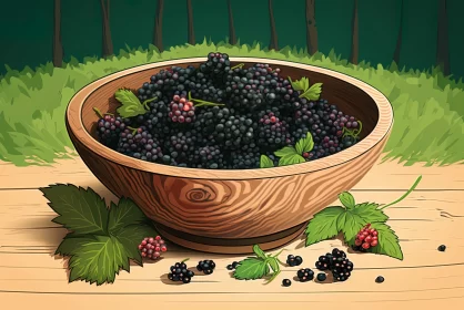 Captivating Illustration of Blackberries in a Forest | Vibrant Art