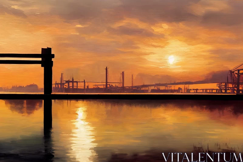 Captivating Industrial Landscapes: Vibrant Sunrise at Revolving Dock AI Image