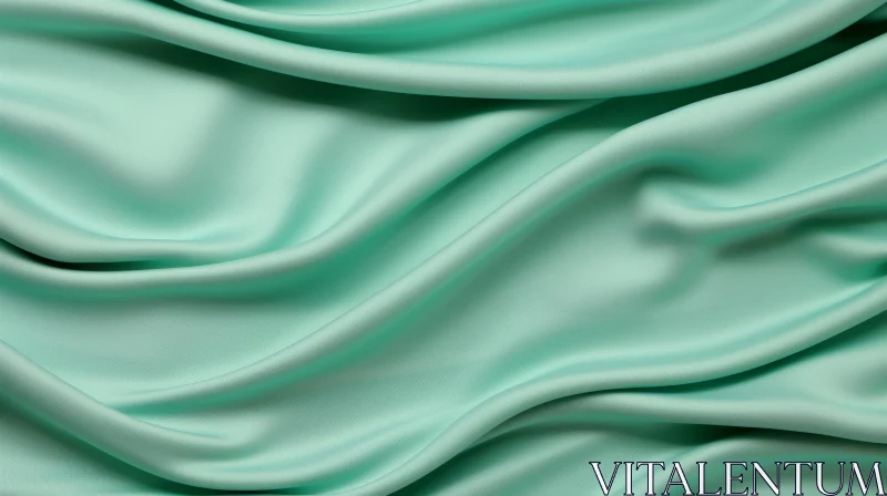 Elegant Mint Green Silk Fabric with Soft Waves AI Image