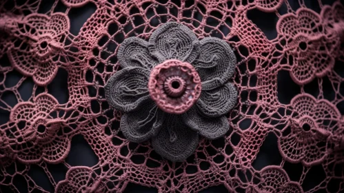 Elegant Pink and Gray Crocheted Doily