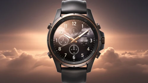 New Smartwatch Promotional Photo with Brown Leather Strap