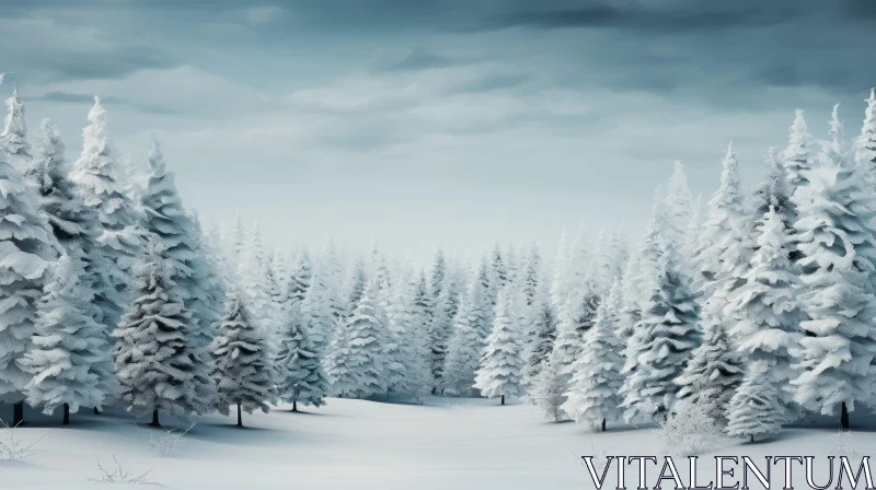 AI ART Winter Landscape - Serene Snow Scene with Bright Sun