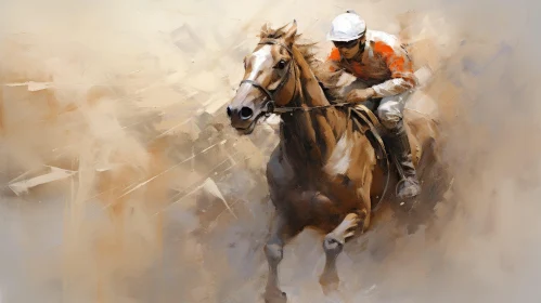 Exciting Horse Racing Oil Painting