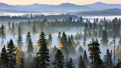 Majestic Forest Landscape: Aerial View of Morning Glory