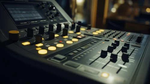 Professional Audio Mixing Console Close-Up