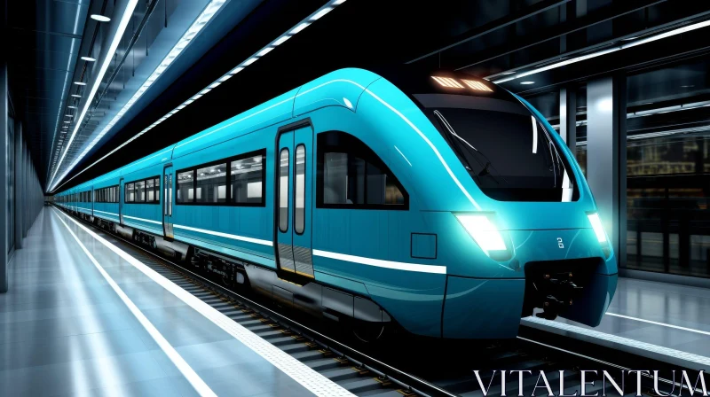Sleek Modern High-Speed Train in Tunnel AI Image