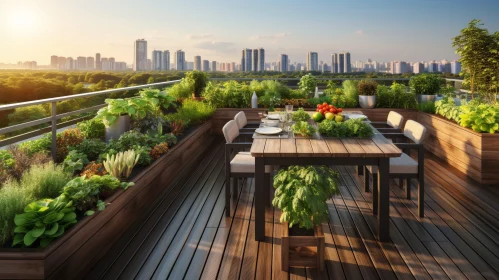 Urban Oasis: Rooftop Terrace Garden with City Skyline Views