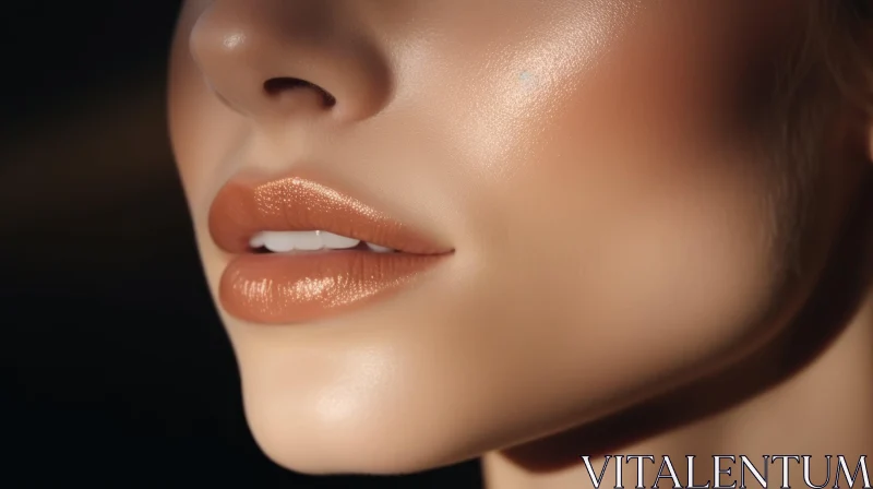 Close-Up Woman Lips Brown Skin Metallic Color Close-Up Woman Lips Brown Skin Metallic Color