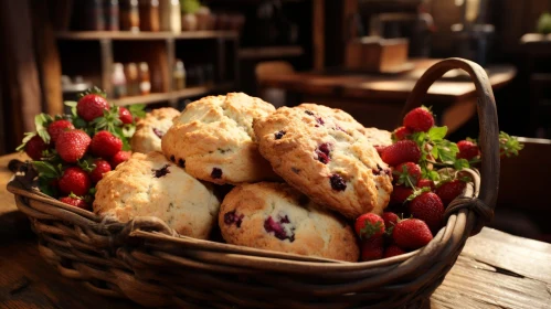 Delicious Scones with Fresh Berries - Rustic Still Life
