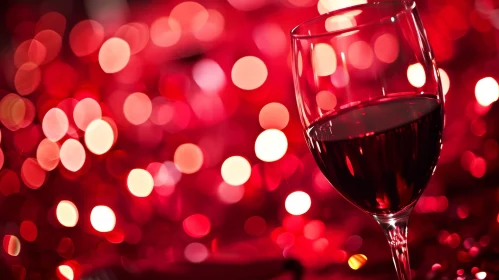 Exquisite Glass of Red Wine on Dark Red Background