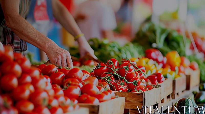 AI ART Fresh Tomato Picking at Farmer's Market