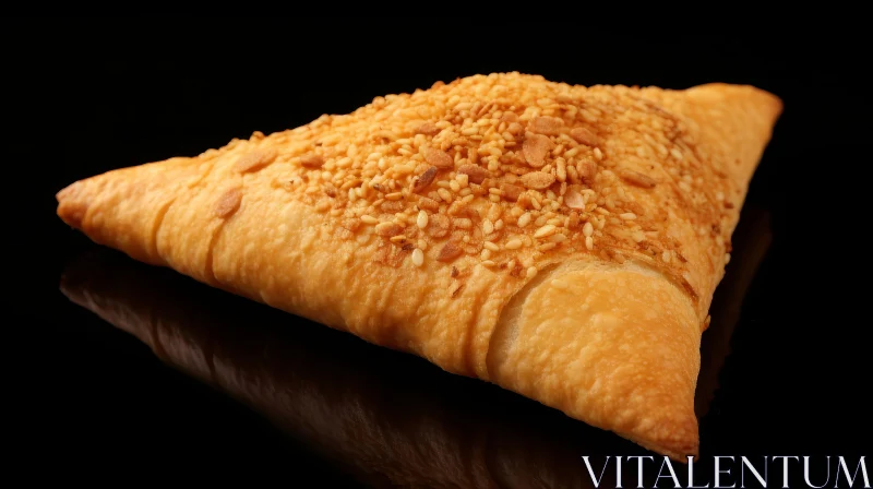 Golden Brown Triangle Baked Pastry with Sesame Seeds AI Image