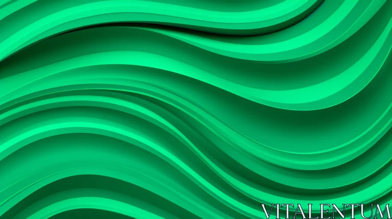 Green Wavy Surface 3D Rendering - Abstract Background AI Image