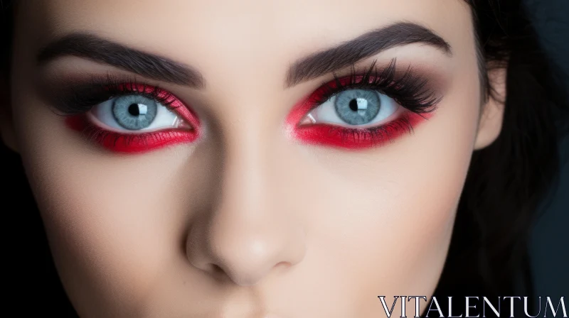 Intense Blue Eyes: Close-up Woman's Gaze AI Image