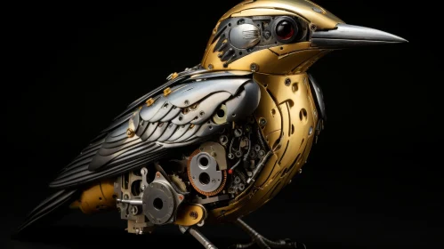 Intricate 3D Mechanical Bird Sculpture