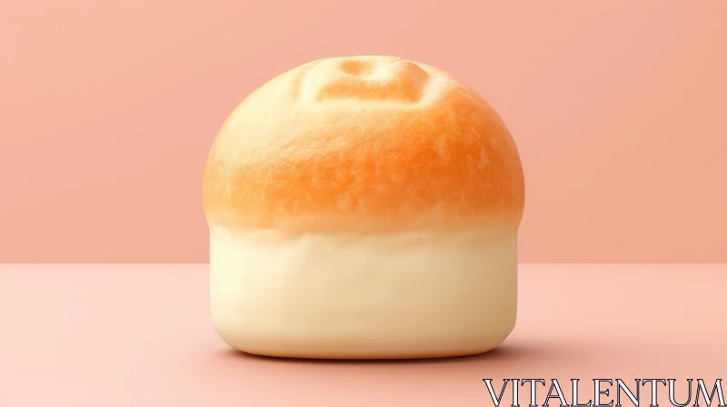 Peach Bun 3D Rendering on Pink Background AI Image