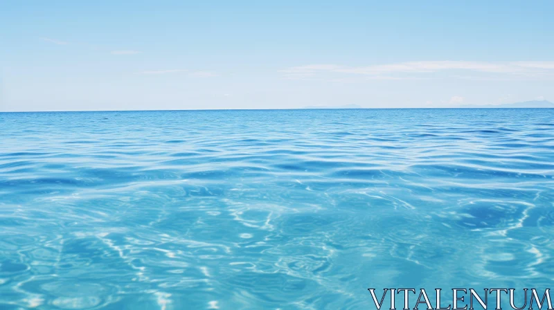 Tranquil Blue Seascape - Serene Water and Sky Scene AI Image