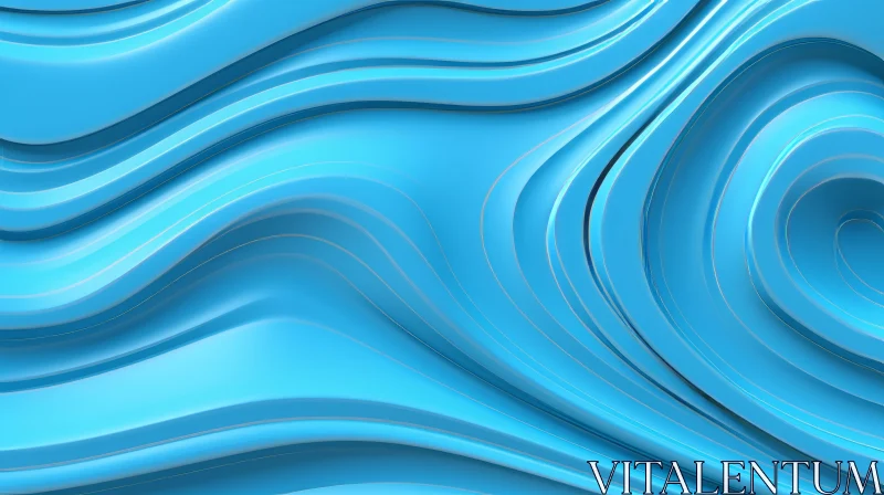 Blue Waves Abstract Background with Golden Outlines AI Image