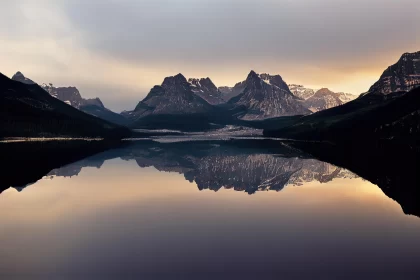 Breathtaking Rocky Mountains Reflection in Lake - Atmospheric Panoramic Landscape