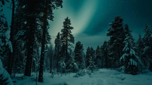 Enchanting Winter Forest Night Scene