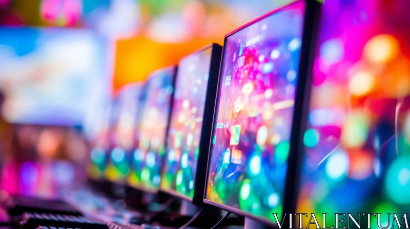 AI ART Gaming Monitors Setup with Colorful Lights | Tech Desk Display