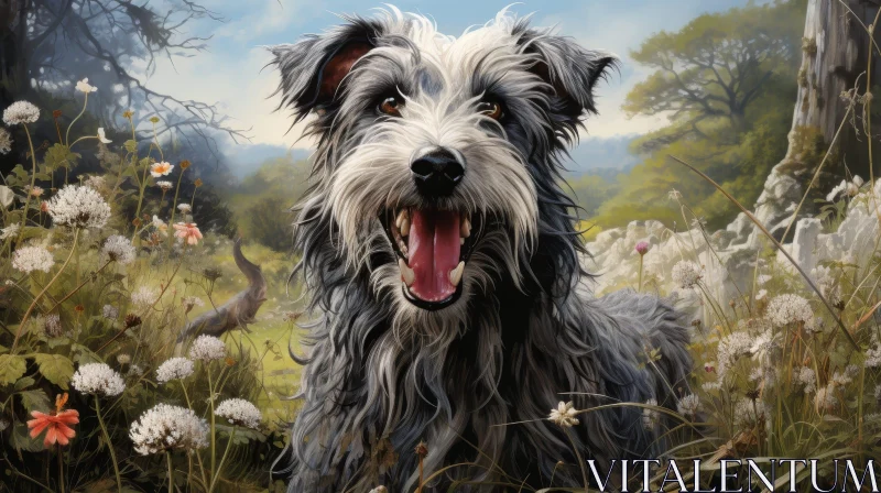 Joyful Dog Portrait in Meadow AI Image