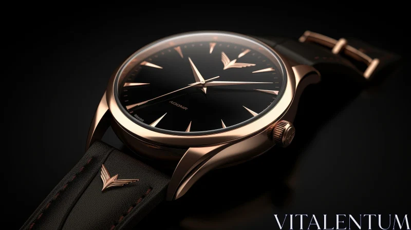 AI ART Luxury Black Dial Rose Gold Wristwatch