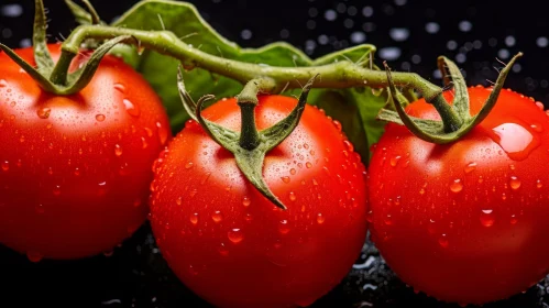 Ripe Red Tomatoes on Branch - Fresh Food Photography