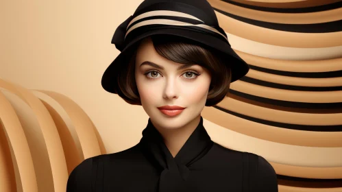 Stylish Woman Portrait in Black Hat