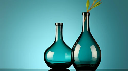 Blue Glass Vases on Background