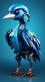 Blue Robotic Bird - Futuristic Technology Artwork