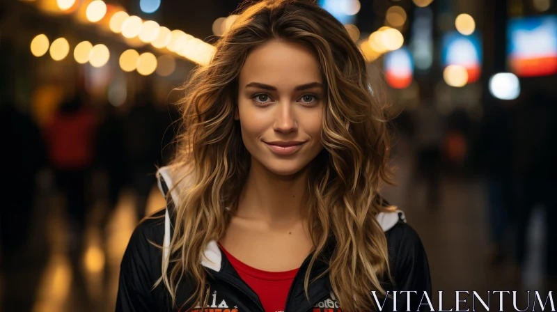 AI ART Confident Young Woman in City Lights