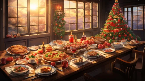 Christmas Feast Celebration - Festive Table Setting