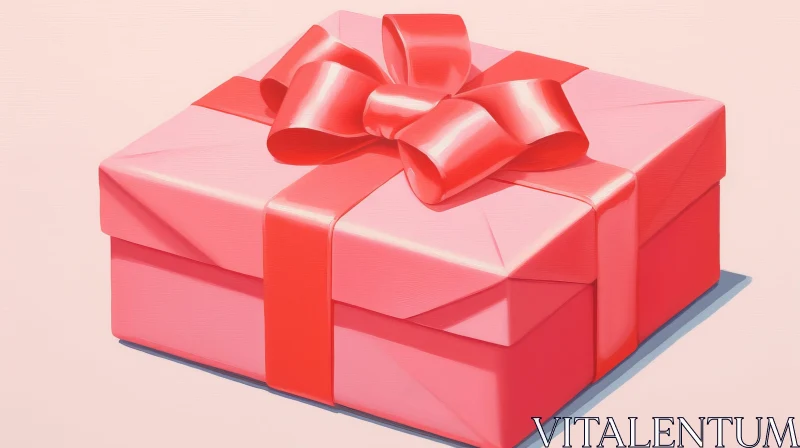 AI ART Enchanting Pink Gift Box with Red Ribbon