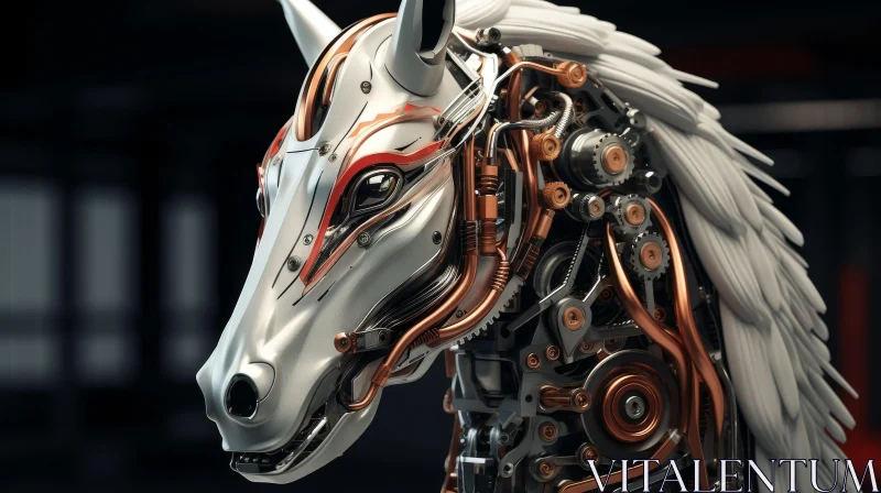 Robotic Horse Head 3D Rendering AI Image