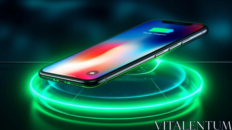 Wireless Charging Pad with Modern Smartphone | Tech Image AI Image