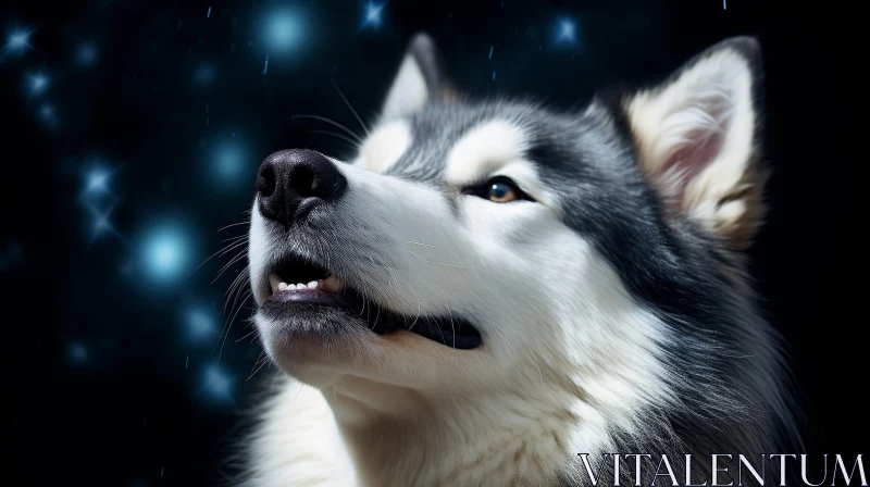 AI ART Beautiful Siberian Husky Close-up