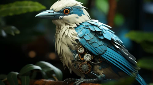 Blue and White Kookaburra 3D Rendering