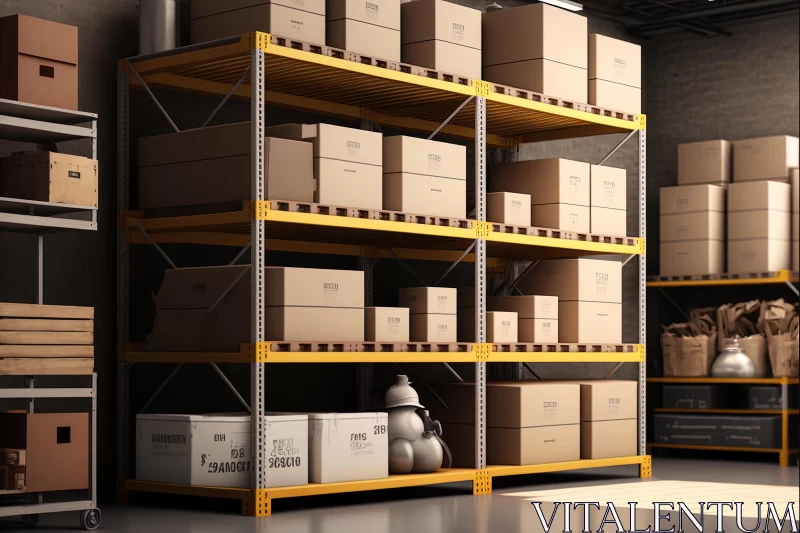 Captivating Still Life: Open Racks and Storage Boxes with Dramatic Lighting AI Image
