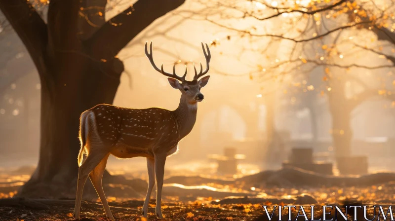 AI ART Majestic Deer in Serene Forest - Captivating Nature Scene
