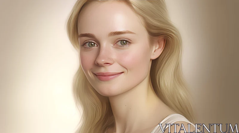 AI ART Young Woman Portrait with Blonde Hair