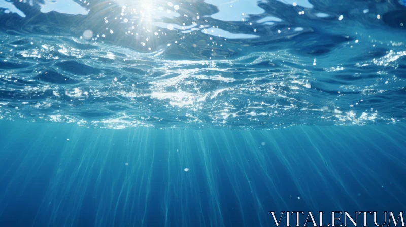 Ocean Blue Water Sunlight Underwater Shot AI Image