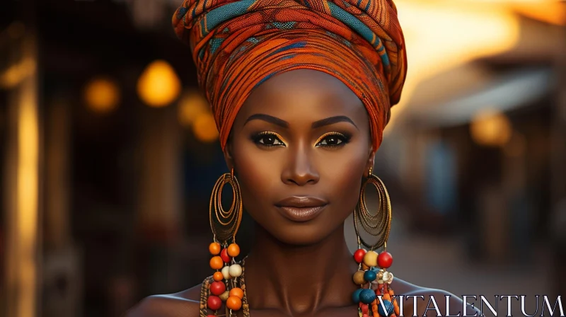 Serious African Woman Portrait - Studio Photography AI Image